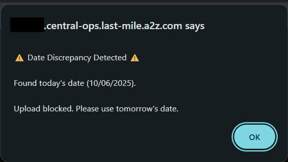 Date validation blocking upload